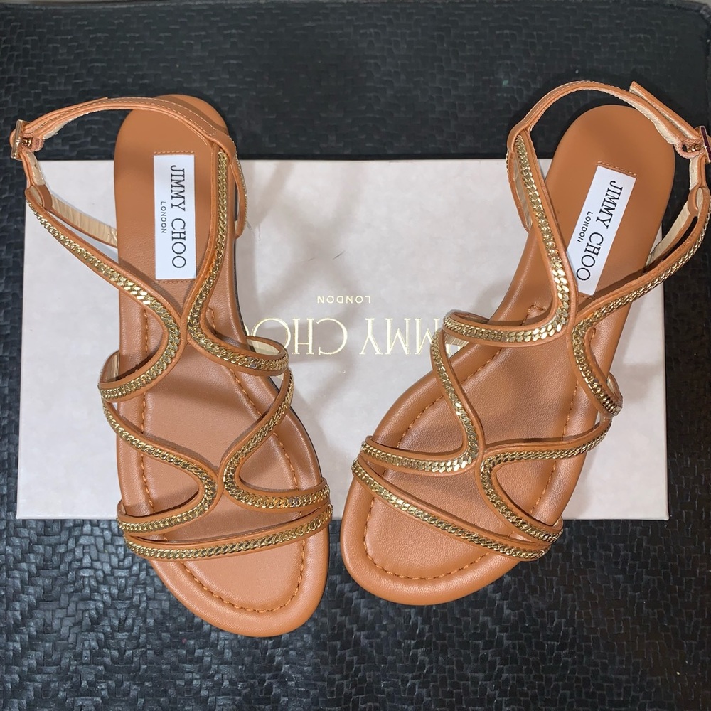 Chain Nickel Flat Tan Sandal
